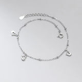 Women's Silver Heart Anklet Bracelet 925 Summer Foot Chain Rose
