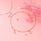 Women's Silver Heart Anklet Bracelet 925 Summer Foot Chain Rose