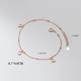 Women's Silver Heart Anklet Bracelet 925 Summer Foot Chain Rose