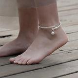 Female Adjustable Silver Bell Ring Anklet