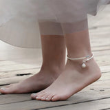 Female Adjustable Silver Bell Ring Anklet