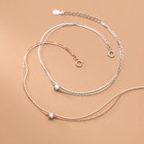 Silver 925 Anklet Double Layer Zircon Foot Bracelet