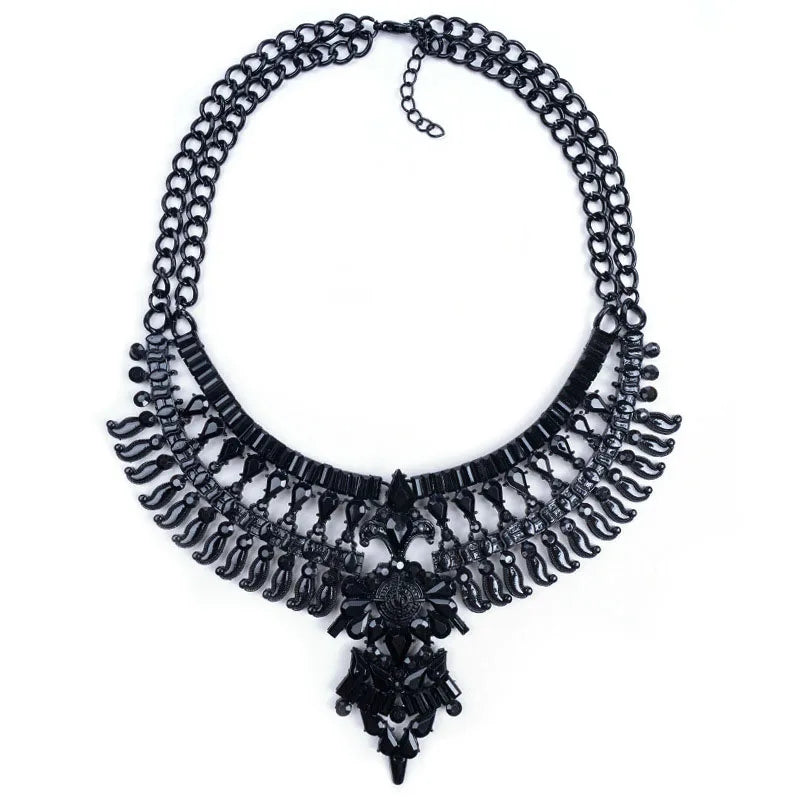 Antique Crystal Gem Choker Bridal Rhinestone Vintage Maxi Statement Necklace
