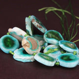 Green Crack Agates Slab Nugget Beads, Natural Stone Gems Slice Pendants