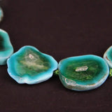 Green Crack Agates Slab Nugget Beads, Natural Stone Gems Slice Pendants
