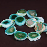 Green Crack Agates Slab Nugget Beads, Natural Stone Gems Slice Pendants