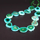 Green Crack Agates Slab Nugget Beads, Natural Stone Gems Slice Pendants