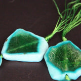 9PCS Green Crack Agate Slab Nugget Loose Beads Natural Stone Slice Pendants