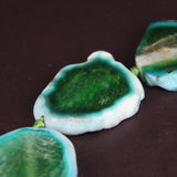 9PCS Green Crack Agate Slab Nugget Loose Beads Natural Stone Slice Pendants