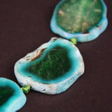 9PCS Green Crack Agate Slab Nugget Loose Beads Natural Stone Slice Pendants