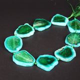 9PCS Green Crack Agate Slab Nugget Loose Beads Natural Stone Slice Pendants