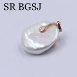 Ariival 20mm Baroque Button Freshwar Natural Pearl & Copper Metal Pendant