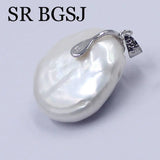 Ariival 20mm Baroque Button Freshwar Natural Pearl & Copper Metal Pendant