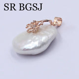 Ariival 20mm Baroque Button Freshwar Natural Pearl & Copper Metal Pendant