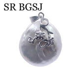 Ariival 20mm Baroque Button Freshwar Natural Pearl & Copper Metal Pendant