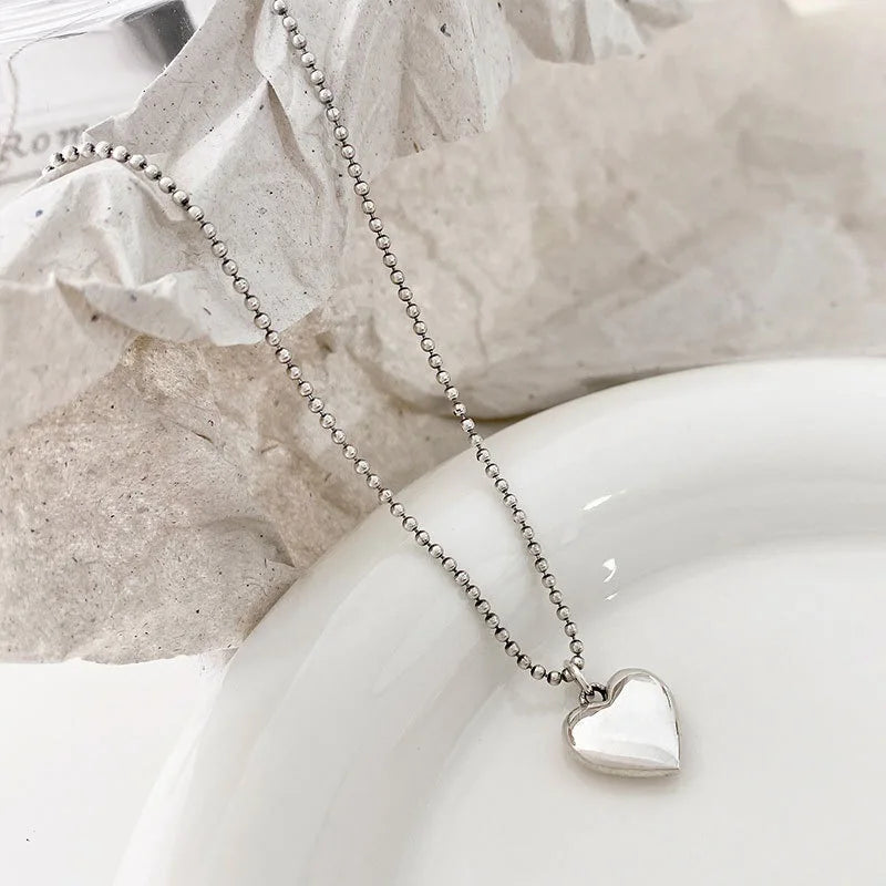 Heart Shape Pendant Necklace S925 Silver Jewelry