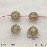 Bronzing Effect Round Stripe Beads for DIY Jewelry, 10/12mm