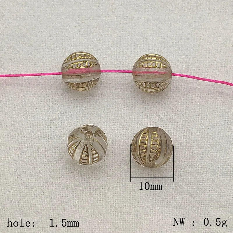 Bronzing Effect Round Stripe Beads for DIY Jewelry, 10/12mm