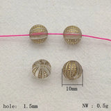 Bronzing Effect Round Stripe Beads for DIY Jewelry, 10/12mm