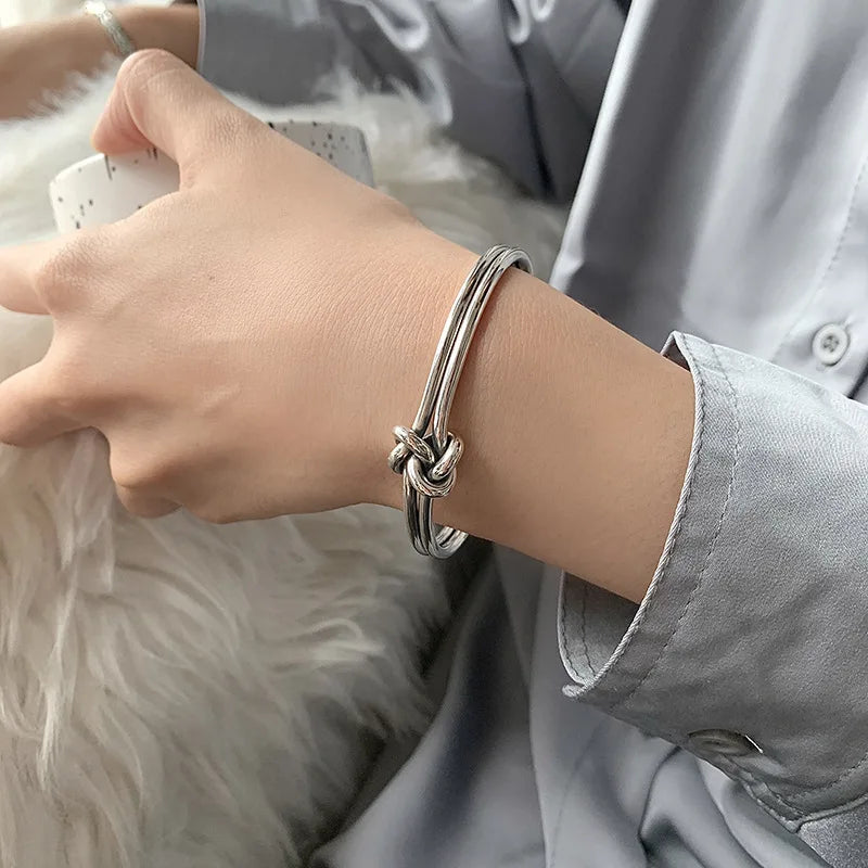 925 Sterling Silver Knot Ladies Bangle - Birthday Gift