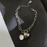 925 Silver Heart Wedding Charm Bracelet Love Jewelry