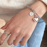 925 Silver Heart Wedding Charm Bracelet Love Jewelry
