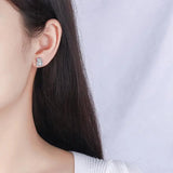 925 Sterling Silver Bear Crystal Stud Earrings for Girls