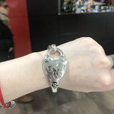 925 Sterling Silver Heart Lock Bangle Gift