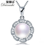 Natural Freshwater Pearl 925 Silver Pendant Flower Zircon