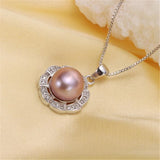 Natural Freshwater Pearl 925 Silver Pendant Flower Zircon