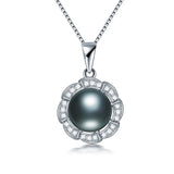 Natural Freshwater Pearl 925 Silver Pendant Flower Zircon