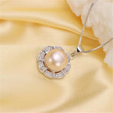 Natural Freshwater Pearl 925 Silver Pendant Flower Zircon