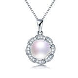 Natural Freshwater Pearl 925 Silver Pendant Flower Zircon