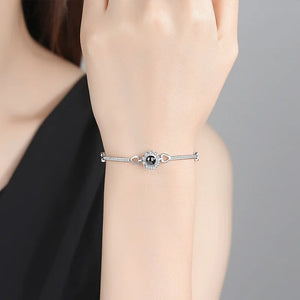 100 Languages Projection Memory Charm Silver Bracelet Jewelry