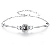 100 Languages Projection Memory Charm Silver Bracelet Jewelry