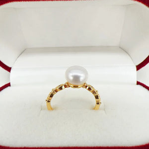 Natural Pearl Ring 14k Filled Zircon Jewelry Gift