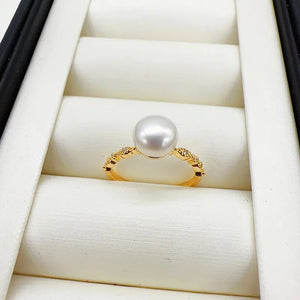 Natural Pearl Ring 14k Filled Zircon Jewelry Gift