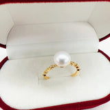 Natural Pearl Ring 14k Filled Zircon Jewelry Gift