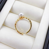 Natural Pearl Ring 14k Filled Zircon Jewelry Gift