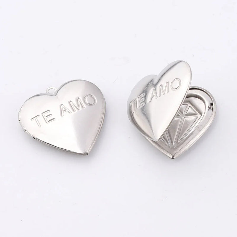Love Hearts DIY Photo Frame Locket Pendants for Girlfriend