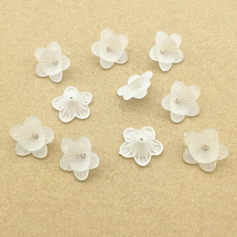 1000pcs Clear Flower Frosted Beads for Jewelry DIY, Findings & Components