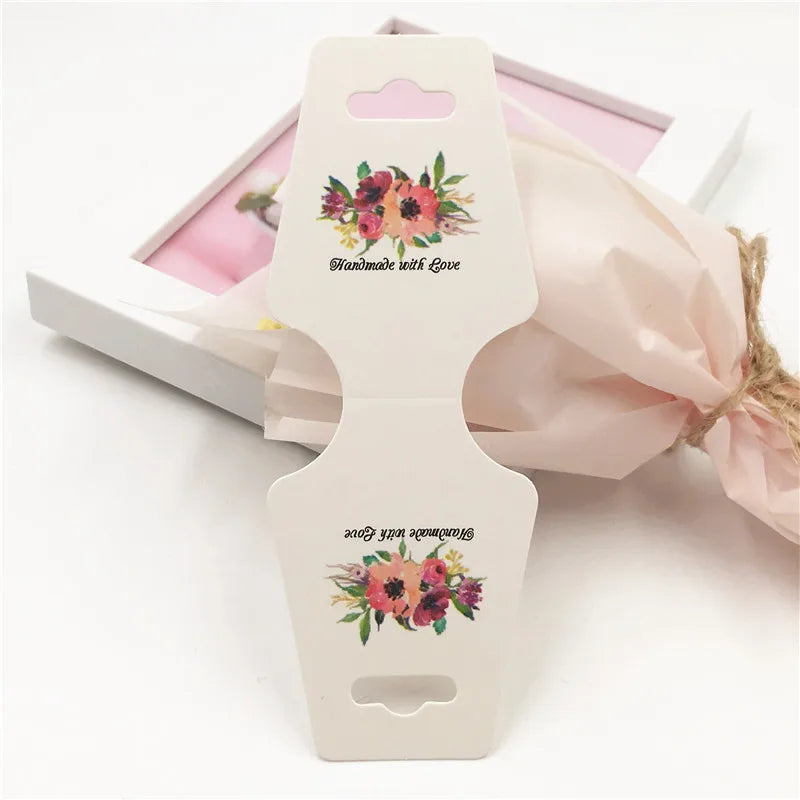 100Pcs 12x4.5cm Necklace Cards With Love Flowers