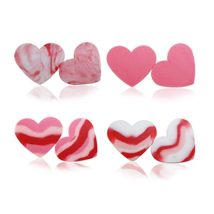 100Pcs Marble Red Silicone Beads Heart Love Couples Shine Pen DIY Necklace