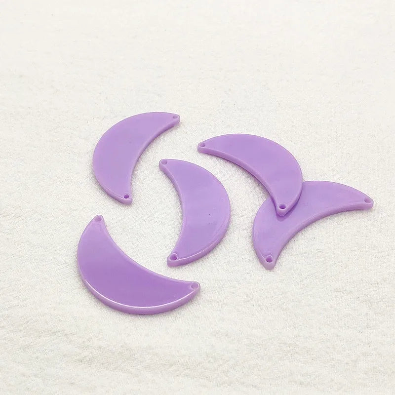 100pcs Moon Shape Charm for DIY Jewelry, Acrylic Necklace/Earring Parts