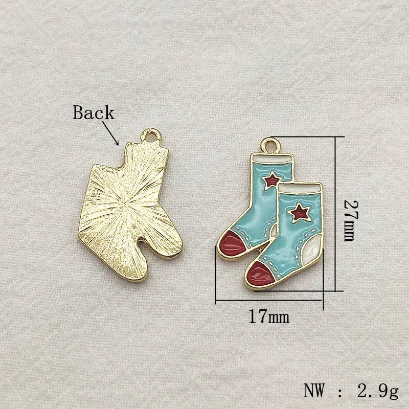 100pcs Christmas Pendants Sock Glove Hat Charm DIY Jewelry Findings