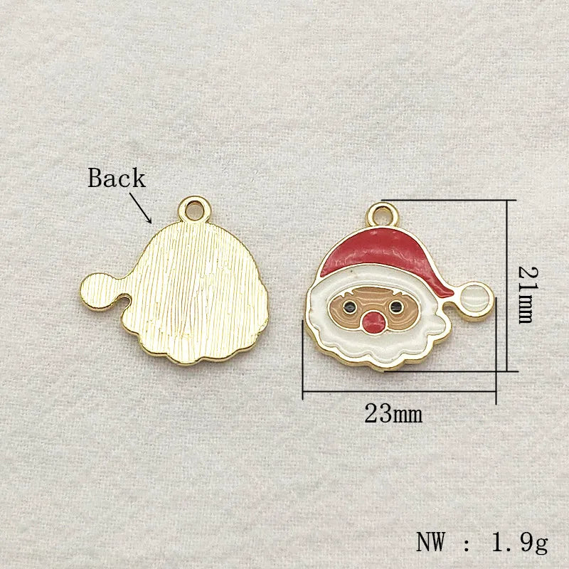 100pcs Christmas Santa Claus Enamel Charm Pendant for DIY Jewelry