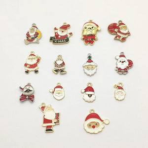 100pcs Christmas Santa Claus Enamel Charm Pendant for DIY Jewelry
