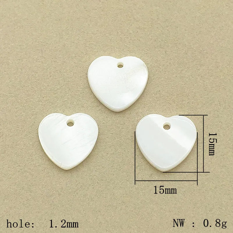 100pcs Real Nature Shell Carving Heart Charm DIY Jewelry Parts