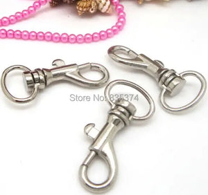 100pcs Rhodium Silver Lobster Swivel Clasps w/Curved Circle for Key Rings