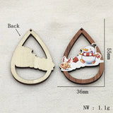 100pcs Wood Charm Coloured Draw Pendants Christmas Earring DIY Jewelry Findings